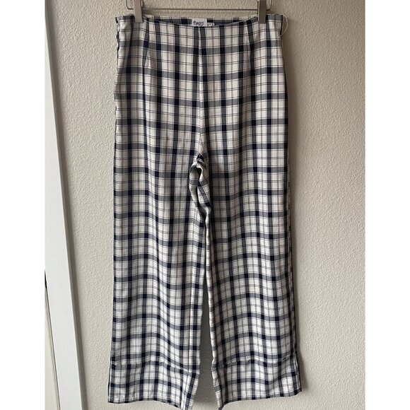 Princess Polly Pants - Princess Polly High Waisted Wide Leg Pants Black and White Plaid